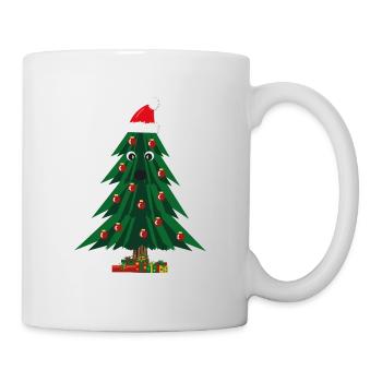 Süßer Weihnachtsbaum mit Weihnachtsmütze in rot. - Tasse - Weiß - Rechts