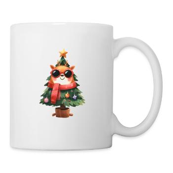 Renne cool dans le sapin de Noël avec écharpe - Mug blanc - blanc - Droite