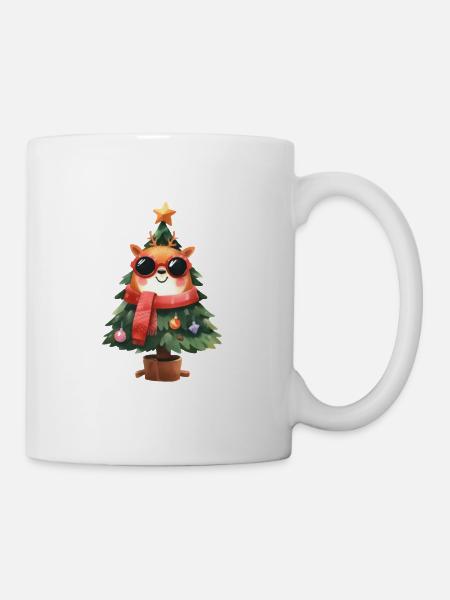 Cooles Rentier im Weihnachtsbaum mit Schal - Tasse - Weiß