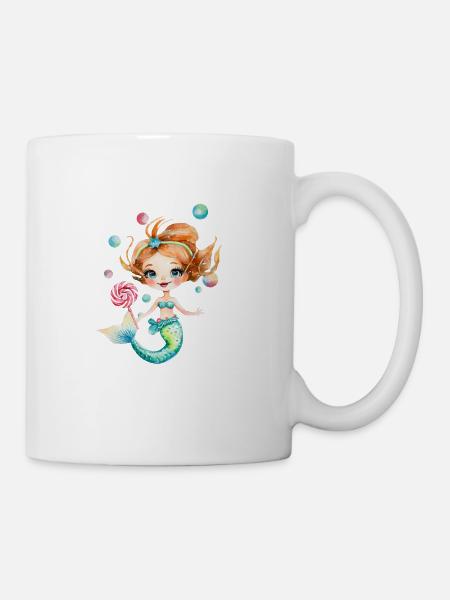 Little mermaid with lollipop - Mug - white