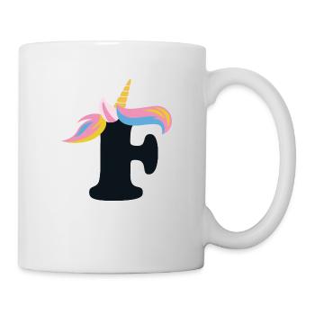 Einhorn-Buchstabe Regenbogenstyle "F" | be unique - Tasse - Weiß - Rechts