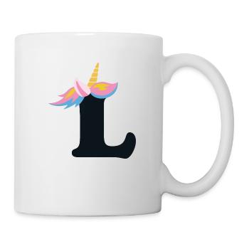 Einhorn-Buchstabe Regenbogenstyle "L" | be unique - Tasse - Weiß - Rechts