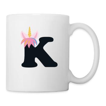 Einhorn-Buchstabe Regenbogenstyle "K" | be unique - Tasse - Weiß - Rechts