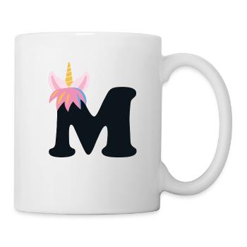 Einhorn-Buchstabe Regenbogenstyle "M" | be unique - Tasse - Weiß - Rechts