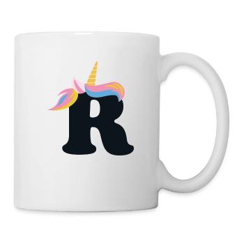 Einhorn-Buchstabe Regenbogenstyle "R" | be unique - Tasse - Weiß - Rechts