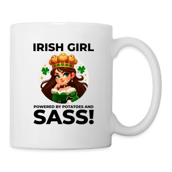 Drôle d’Irish Girl : Propulsé par des pommes de terre et Sass - Mug blanc - blanc - Droite