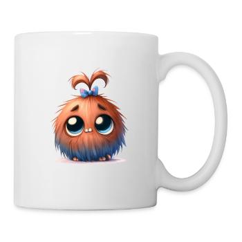 Fur fuzzy monster with pigtails - Mug - white - Right