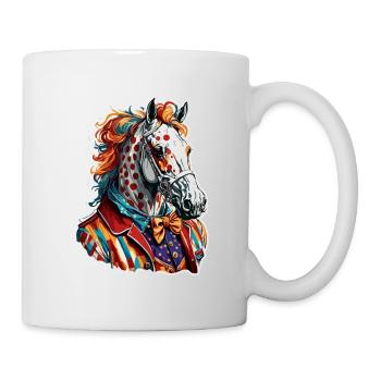 Clown Animal / Cirque / Drôle / Coloré / Spectacle / Cheval - Mug blanc - blanc - Droite