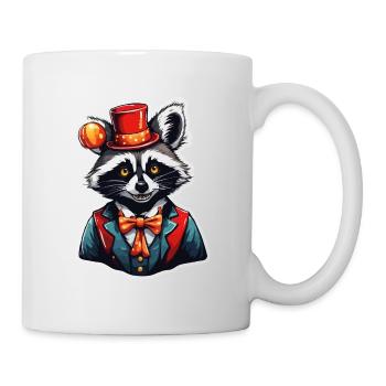 Clown Animal / Cirque / Drôle / Coloré / Raton laveur - Mug blanc - blanc - Droite