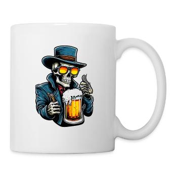 Skull / Totenkopf / Skelett / Gothic / Bier - Tasse - Weiß - Rechts