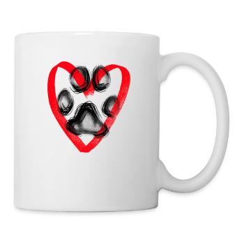 Paw print with heart, red - Mug - white - Right