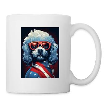Cooler Pudel mit Sonnenbrille - Tasse - Weiß - Rechts