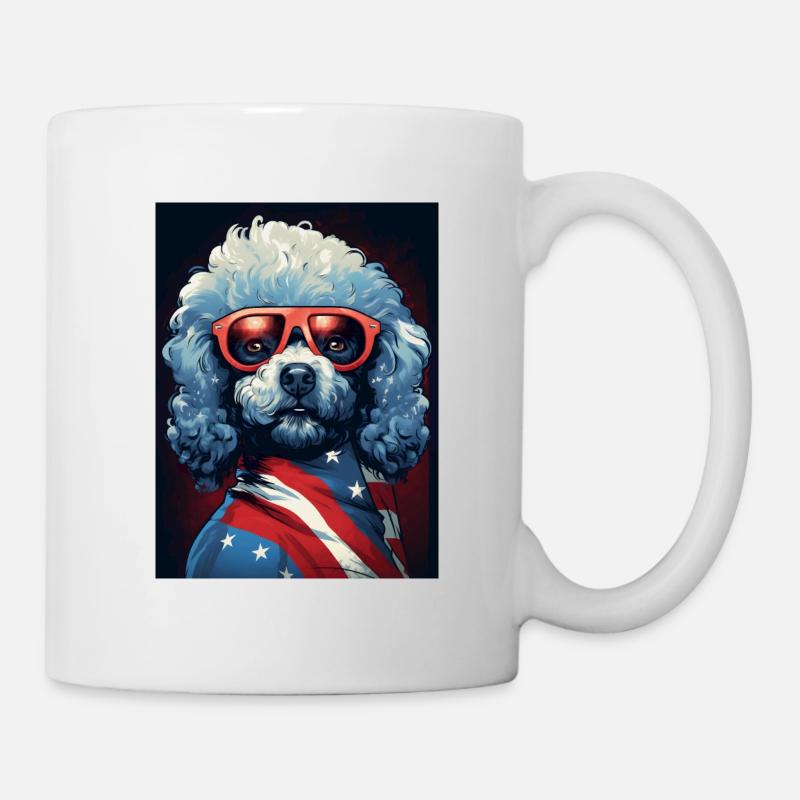Caniche cool avec lunettes de soleil - Mug blanc - blanc