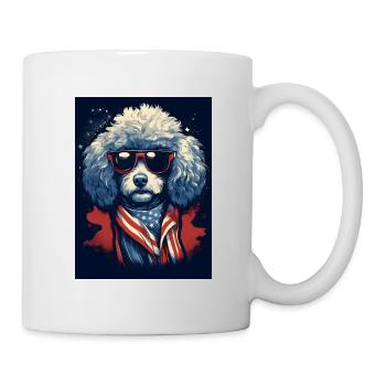 Cooler Pudel mit Sonnenbrille - Tasse - Weiß - Rechts