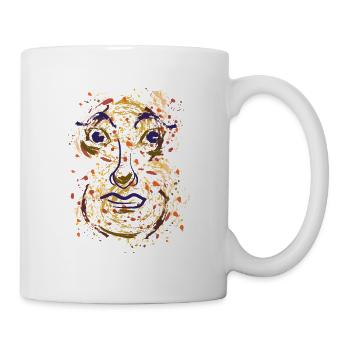 Abstraktes Gesicht Ausdrucksstarkes Grunge-Design - Tasse - Weiß - Rechts