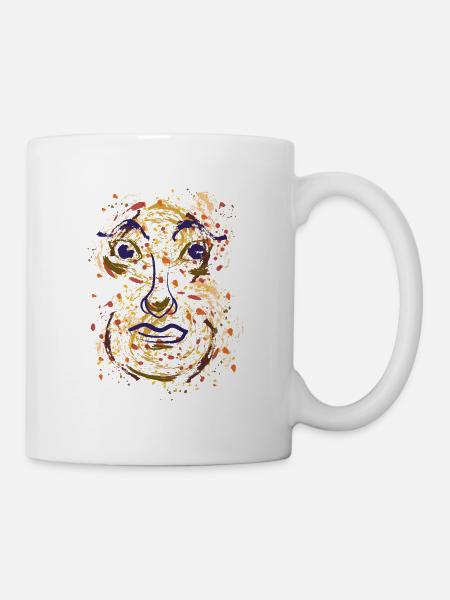 Abstraktes Gesicht Ausdrucksstarkes Grunge-Design - Tasse - Weiß