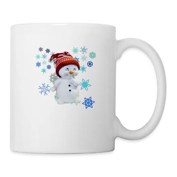 bonhomme de neige avec des flocons de neige - Mug blanc - blanc - Droite