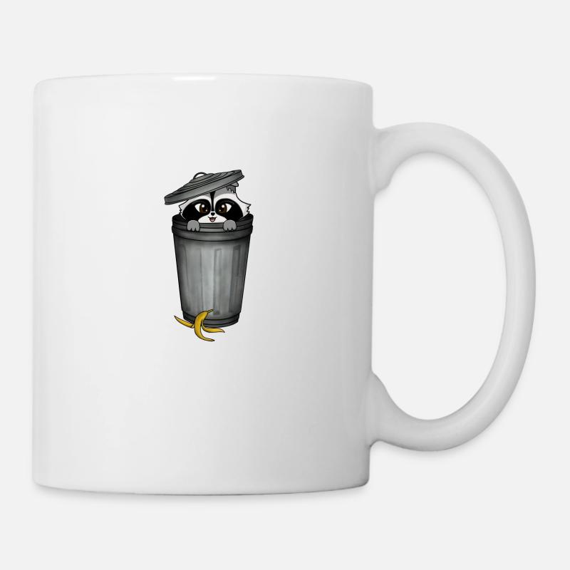 Raccoon in garbage can - Mug - white