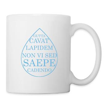 steter tropfen höhlt den stein latein im tropfen - Tasse - Weiß - Rechts