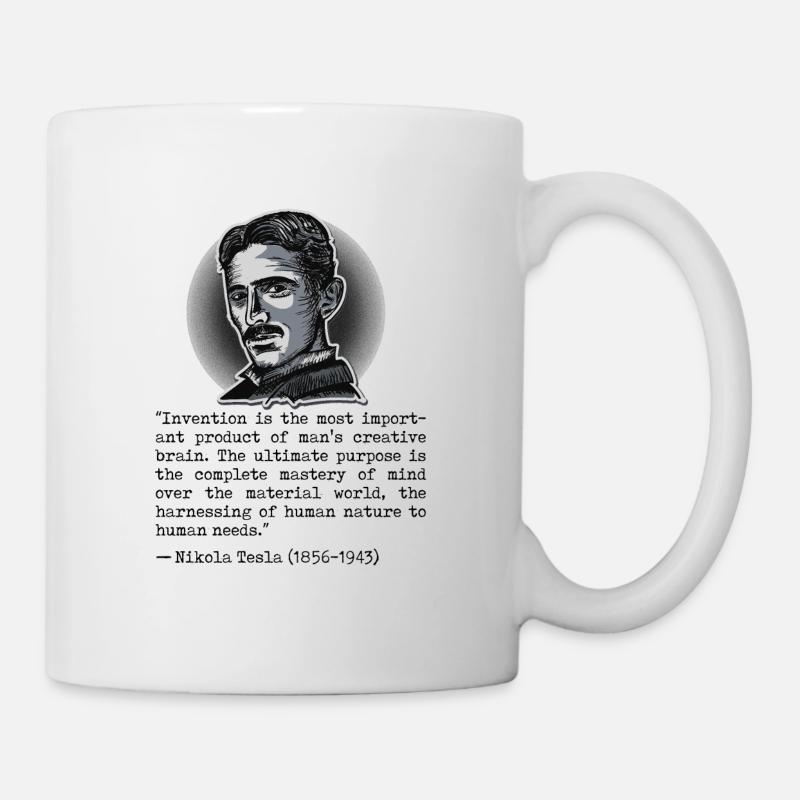 017 Citation L'invention de Nikola Tesla est la plus importante - Mug blanc - blanc
