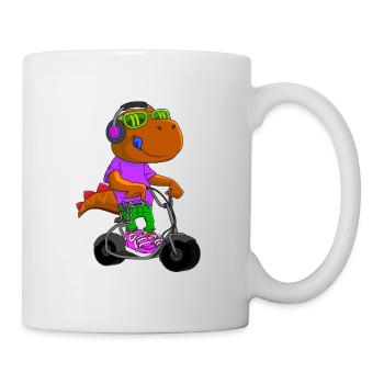 Dino Scooter Dino Liebhaber Lustige Geschenkidee - Tasse - Weiß - Rechts