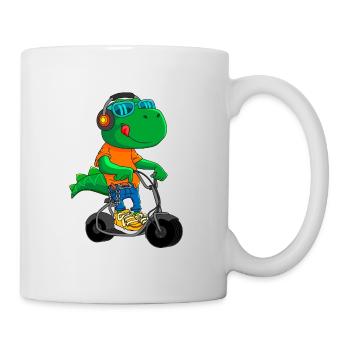 Dino Scooter Dino Liebhaber Lustige Geschenkidee - Tasse - Weiß - Rechts