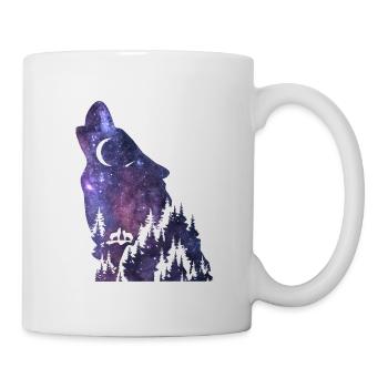 Silhouette de loup Galaxy - Mug blanc - blanc - Droite