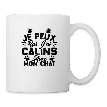 je peux pas j'ai câlins avec mon chat - Mug blanc - blanc - Droite