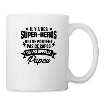 Papou super héros cadeau grand-père - Mug blanc - blanc - Droite