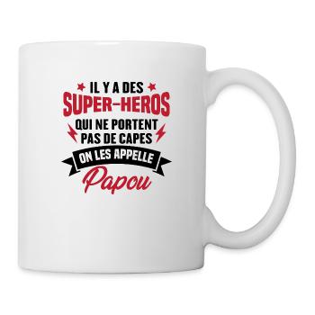 Papou super héros cadeau grand-père - Mug blanc - blanc - Droite