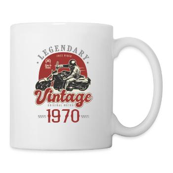 1970 Jubiläums-Motorrad-Biker-Oldtimer-Jahre - Tasse - Weiß - Rechts