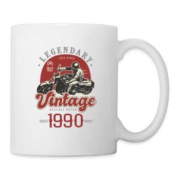 1990 Jubiläum Motorrad Biker Jahrgang - Tasse - Weiß - Rechts