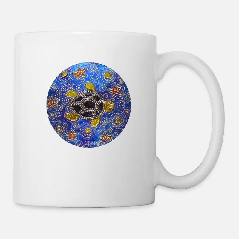 tortue cd bleu modifié 1 - Mug blanc - blanc