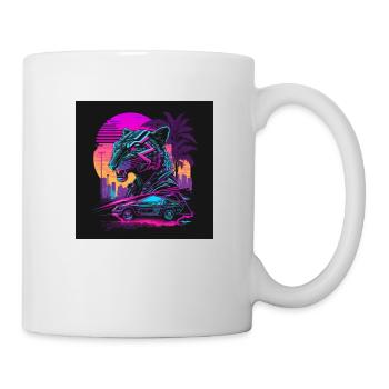 Tiger with neon colors, synthwave / 80s - Mug - white - Right