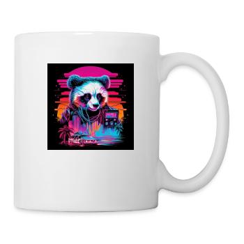 Panda with neon colors, synthwave / 80s - Mug - white - Right