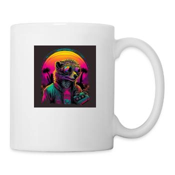 Meerkats with neon colors, synthwave / 80s - Mug - white - Right