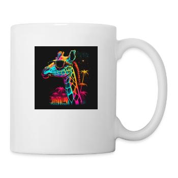 Giraffe with neon colors, synthwave / 80s - Mug - white - Right