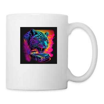 Jaguar with neon colors, synthwave / 80s - Mug - white - Right