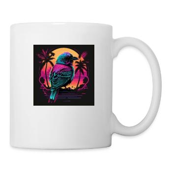 Bird with neon colors, synthwave / 80s - Mug - white - Right