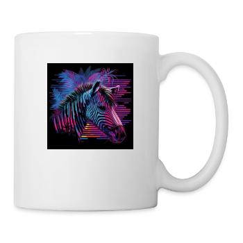 Zebra mit Neonfarben, Synthwave / 80er Jahre - Tasse - Weiß - Rechts