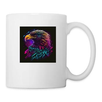 Adler mit Neonfarben, Synthwave / 80er Jahre - Tasse - Weiß - Rechts