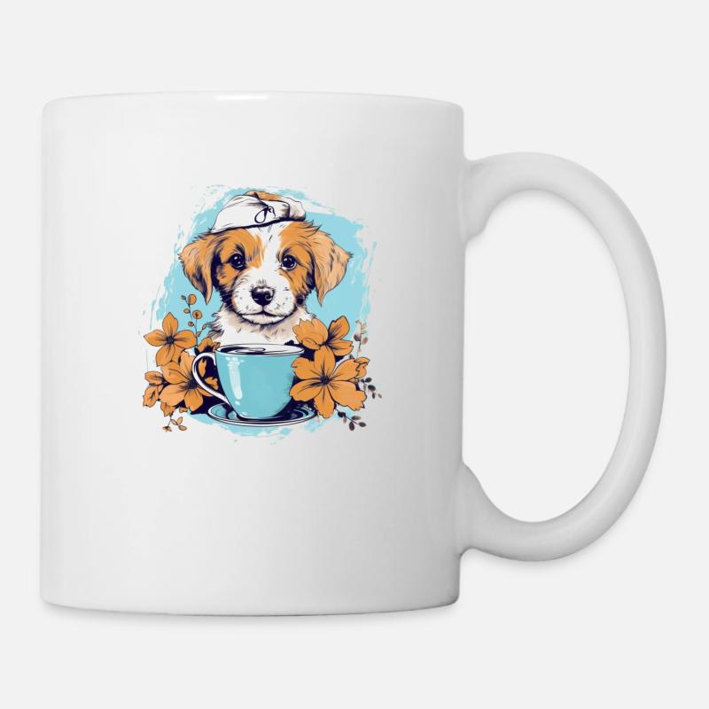 Cute Plants Dog and Coffee Gardening Caffeine - Mug - white