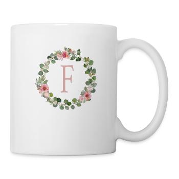 F Monogramme Eucalyptus Rose Couronne - Mug blanc - blanc - Droite