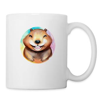 Joyful Beaver on a rainbow background - Mug - white - Right