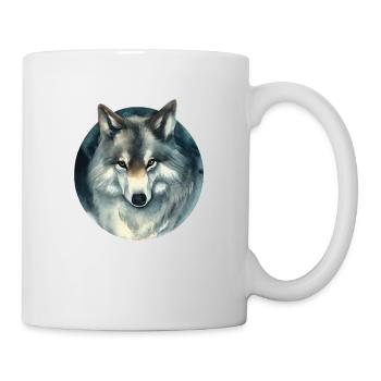 Fuchs Wildhund bedrohliche Illustration in einem Kreis von Blicken - Tasse - Weiß - Rechts