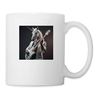 lustiges Einhorn mit E-Gitarre - Tasse - Weiß - Rechts