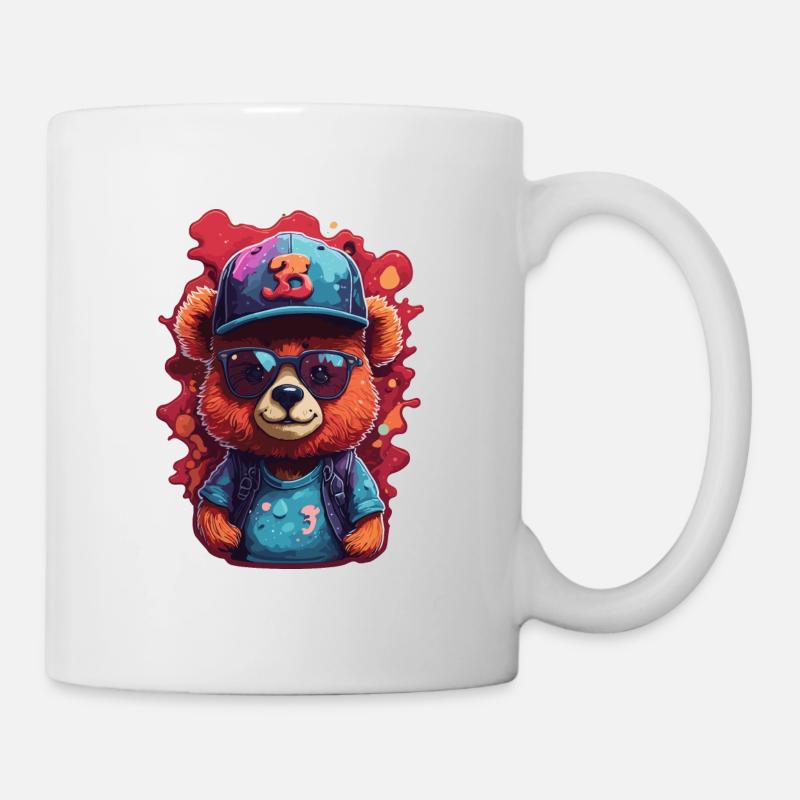 Bjorn Cool avec lunettes de soleil et casquette de baseball - Mug blanc - blanc