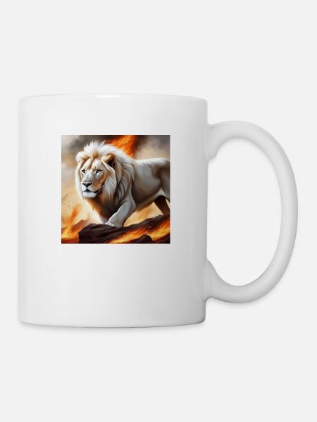White Animals Löwe in Flammen - Tasse - Weiß