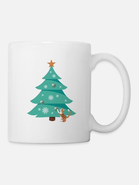 Christmas Tree Christmas Tree Cat - Mug - white