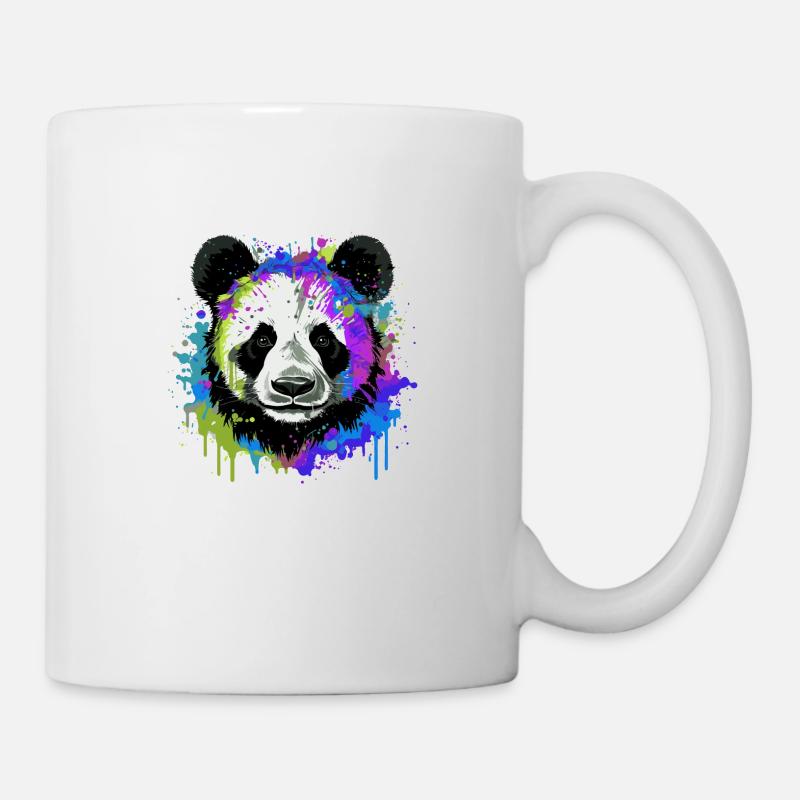Panda Kopf Porträt Bunt - Tasse - Weiß